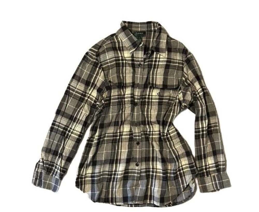 Lauren Ralph Lauren Black and White Plaid Button-Up Flannel Shirt